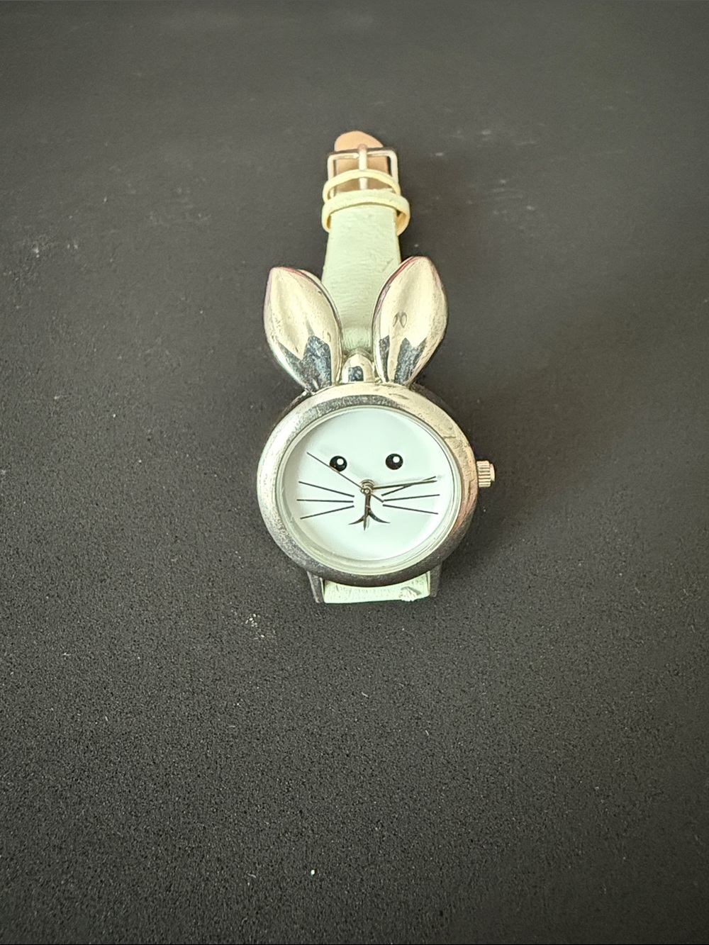 Francesca's Collections Bunny Face Watch in Cream and Silver